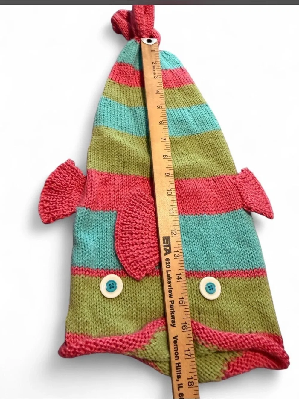 Striped Knit Hat with Playful Ear Details - Pink, Aqua & Olive